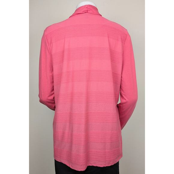 Talbots Open Cardigan Large Pink Lightweight Textured Woven Stretch Patch Pocket - Picture 7 of 12